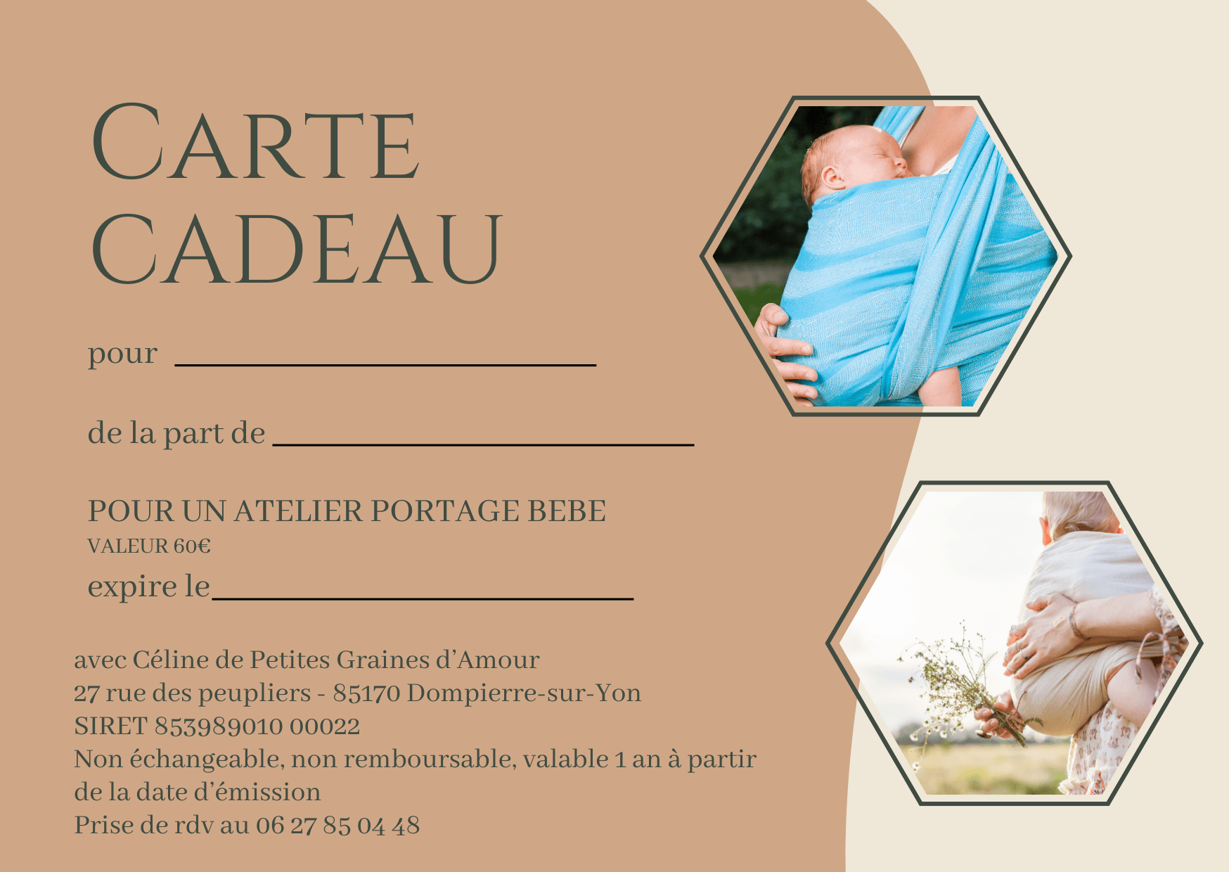 Carte Cadeau Atelier de Portage Physiologique