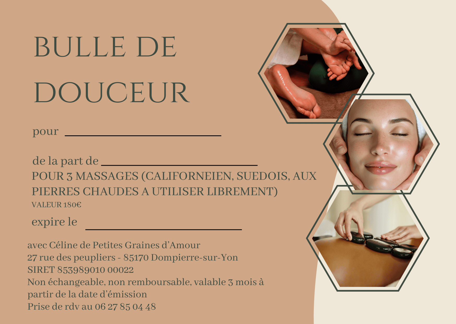 Californien, suédois, pierres chaudes : trois massages à découvrir à votre rythme, pour vous offrir une vraie pause et vous reconnecter à vous-même. 180 € au lieu de 190 €.